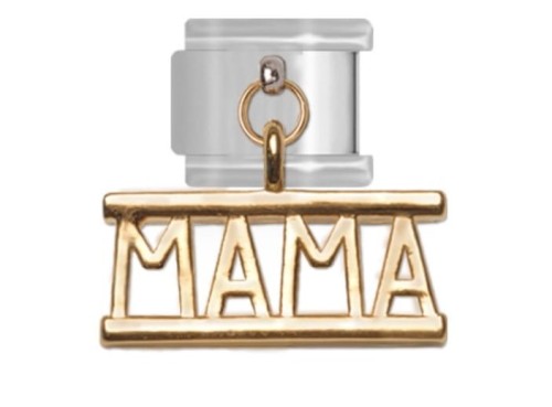 Ogniwo do bransoletki modułowej - Wiszące MAMA w ramce – złote Maybeme