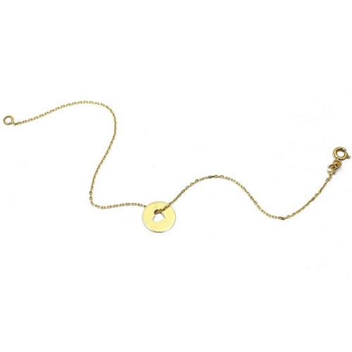 Złota bransoletka z sercem w kółku