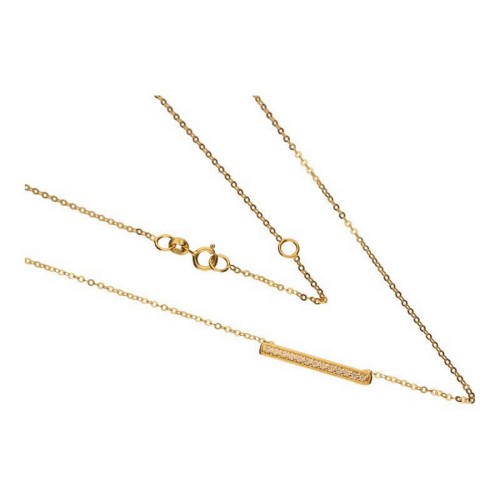 Złoty naszyjnik z prostokątem zdobiony cyrkoniami