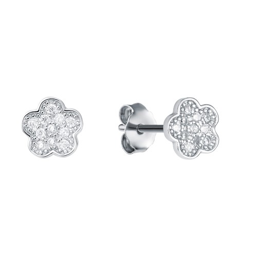 Srebrne kolczyki kwiatki z cyrkoniami