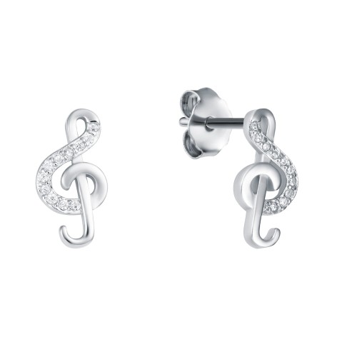 Srebrne kolczyki nutki z cyrkoniami