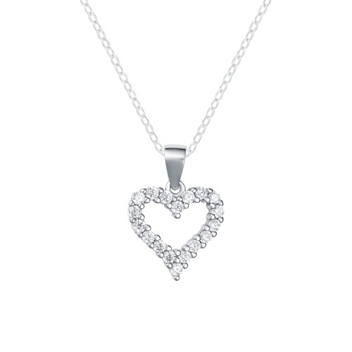 Srebrna zawieszka serce z cyrkoni