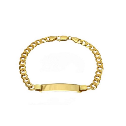 Złota bransoletka męska pancerka z blaszką