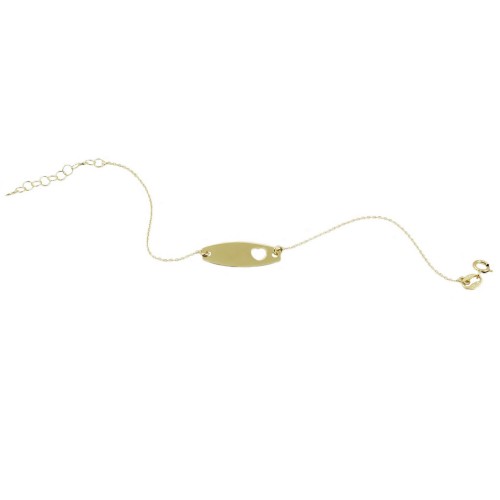 Delikatna złota bransoletka z blaszką