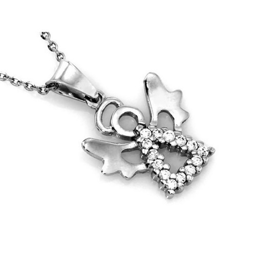 Zawieszka z aniołkiem z białego złota