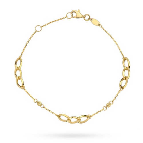 Bransoletka złote trzy elementy łańcucha na łańcuszku