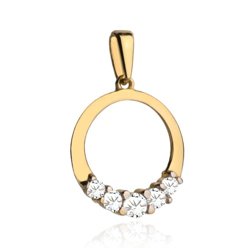 Zawieszka złoty ring z cyrkoniami na dole 0,96g