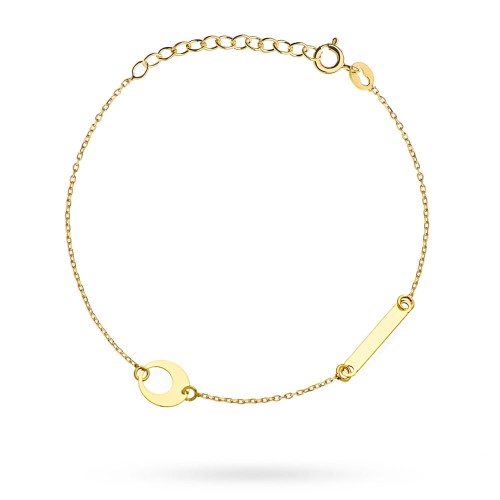 Bransoletka złota kółko w kole i blaszka