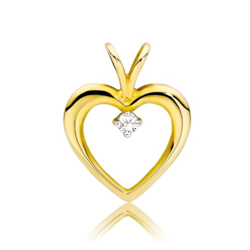 Zawieszka kontur serca z centralnym kamieniem duża 0.85g