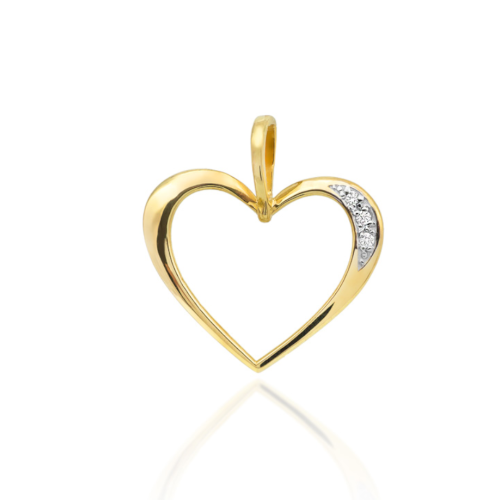 Zawieszka złoty kontur serca z cyrkoniami 0.72g