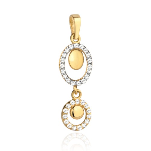 Zawieszka złota owal i kółko z cyrkoniami w pionie 0.81g