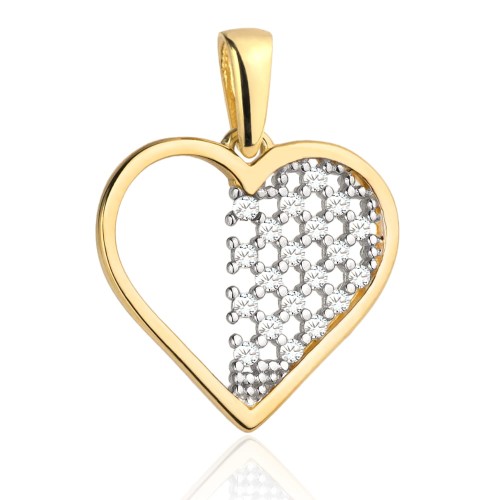 Zawieszka złota serce z ażurowym zdobieniem i cyrkoniami 0.91g