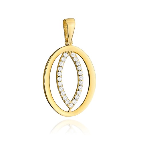 Zawieszka złota łezka z cyrkoniami w owalu 1.04g