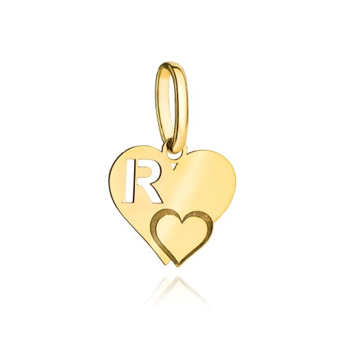 Zawieszka złota literka R z serduszkiem