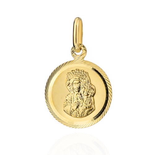 Medalik Matka Boska Częstochowska w diamentowanym kole duży 1.18g