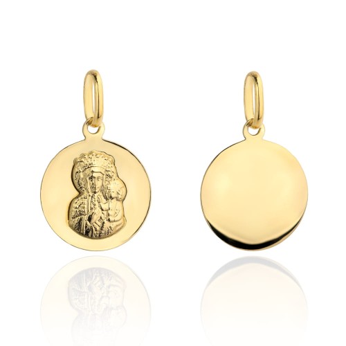 Medalik Matka Boska Częstochowska gładkie złote koło pr. 585 0.7g