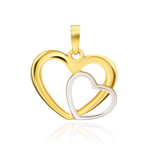 Zawieszka splecione serduszka w dwóch kolorach złota 0.56g