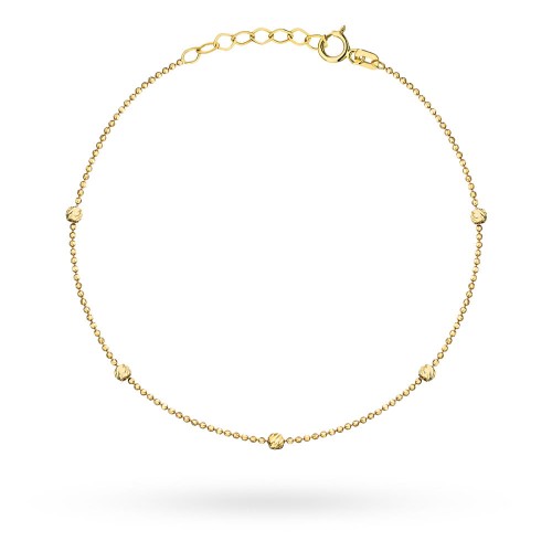 Bransoletka złota kulkowa i diamentowane kulki