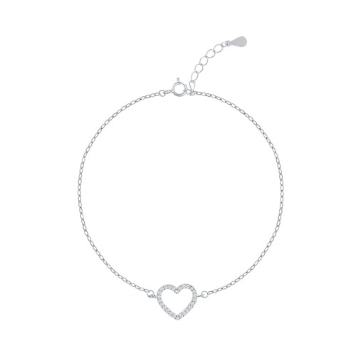 Srebrna bransoletka z sercem z cyrkonami