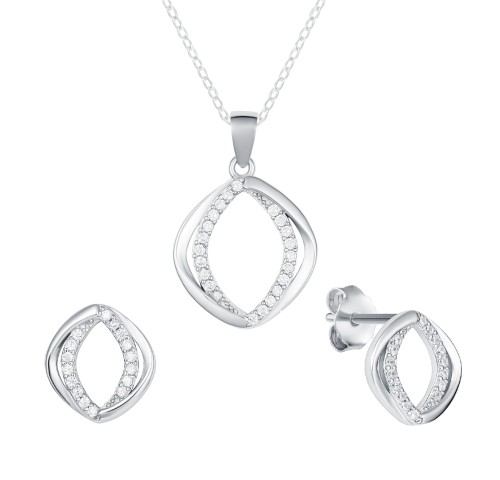 Elegancki komplet kolczyki i zawieszka ze srebra