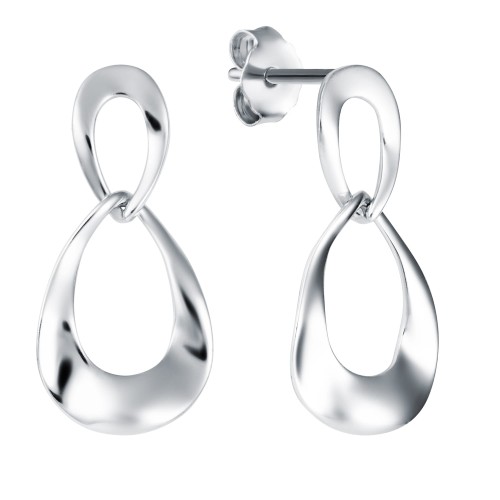 Wiszące kolczyki srebrne pofalowane łezki