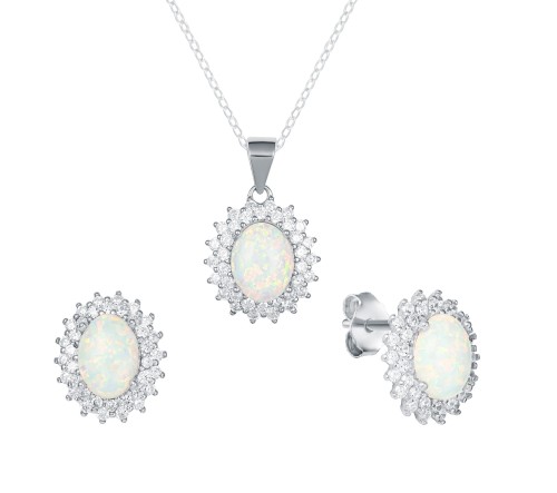 Komplet z opalem kolczyki oraz zawieszka