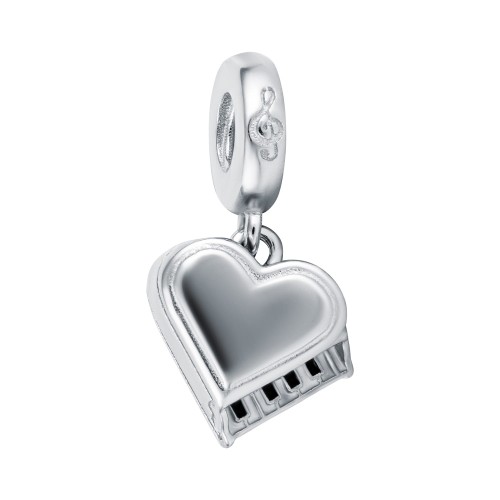 Zawieszka do bransoletki z wiszącym pianinem w kształcie serca