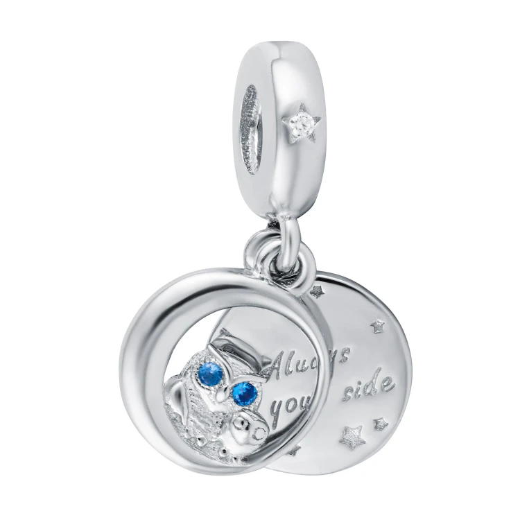Beads z wiszącą sową w księżycu i napisem "Always in your side"