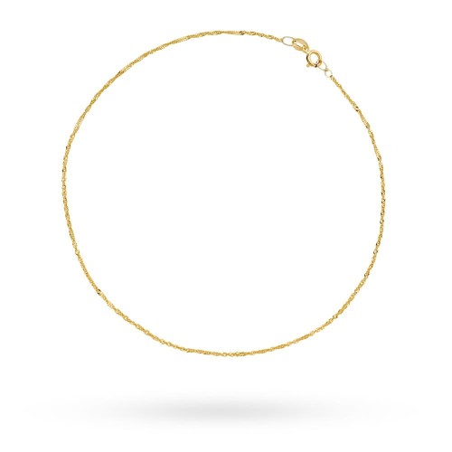 Bransoletka złota na nogę - splot singapure podwójnie skręcony diamentowany