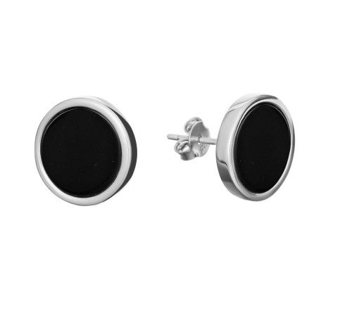 Kolczyki okrągłe czarny środek w oprawie