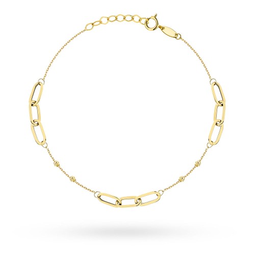 Bransoletka złota długie ogniwa i diamentowane kulki