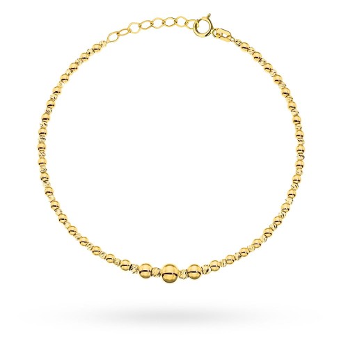 Bransoletka złota gładkie i diamentowane kuleczki