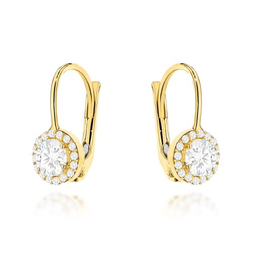 Kolczyki złote z centralną cyrkonią w oprawie mniejszych