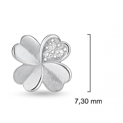 Srebrne kolczyki koniczynki satynowe z cyrkoniami