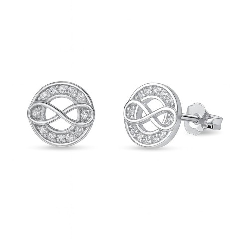 Kolczyki kółeczka z cyrkoniami z nieskończonością