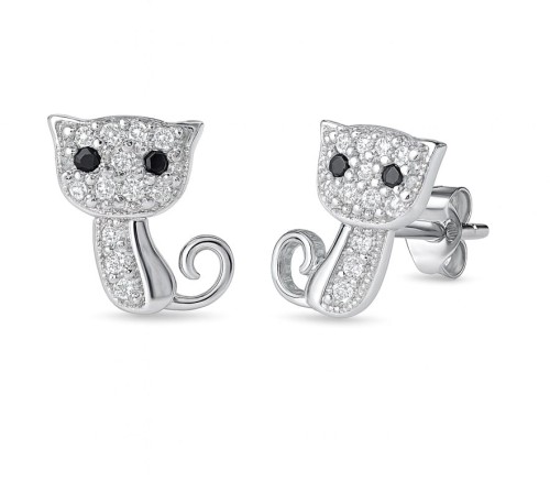 Kolczyki kotki z cyrkoniami