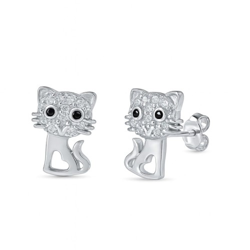 Kolczyki kotki z serduszkiem
