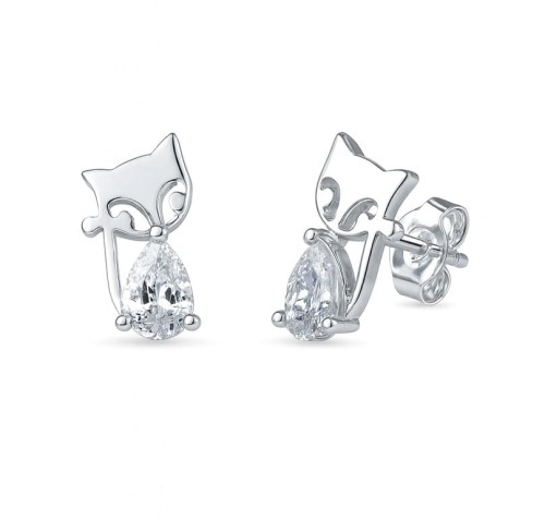 Kolczyki kotki z cyrkonią
