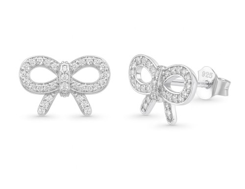 Kolczyki kokardki z cyrkoniami