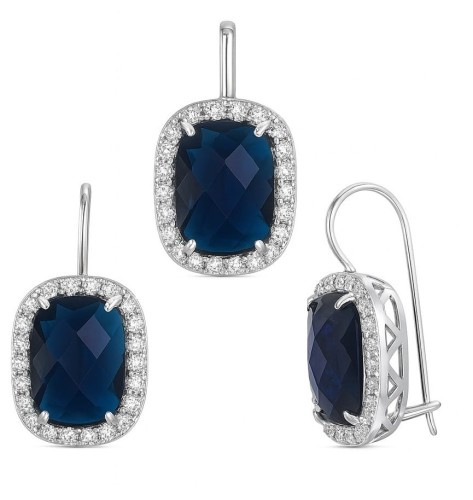 Komplet granatowy kamień i cyrkonie