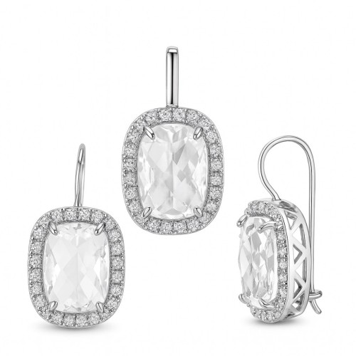 Komplet biały kamień i cyrkonie