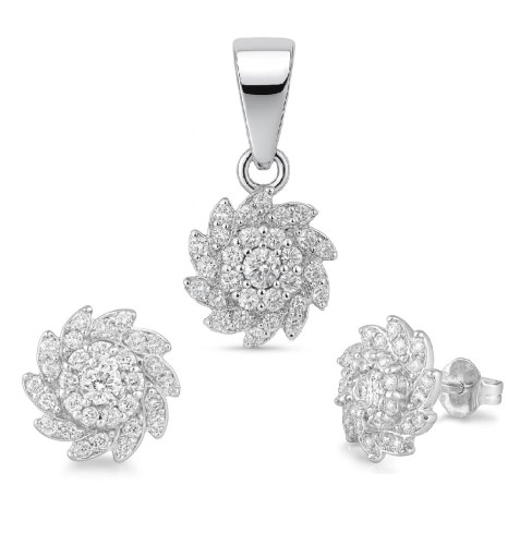 Komplet kwiatki z cyrkoniami