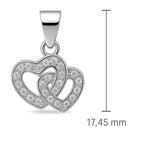 Komplet splecione serduszka z cyrkoniami