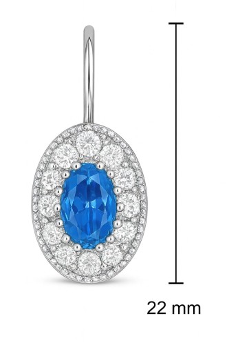 Owalny komplet kolczyki i zawieszka z niebieską cyrkonią