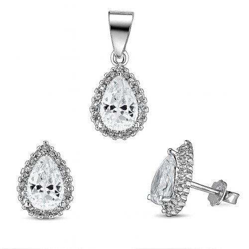 Komplet łezki z cyrkoniami