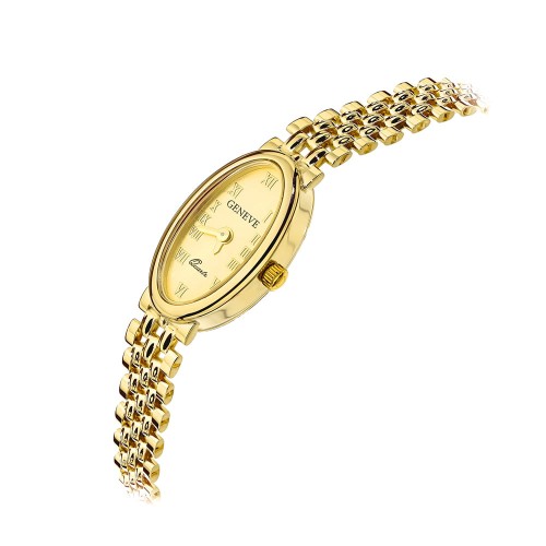 Zegarek złoty z owalną tarczą VIII