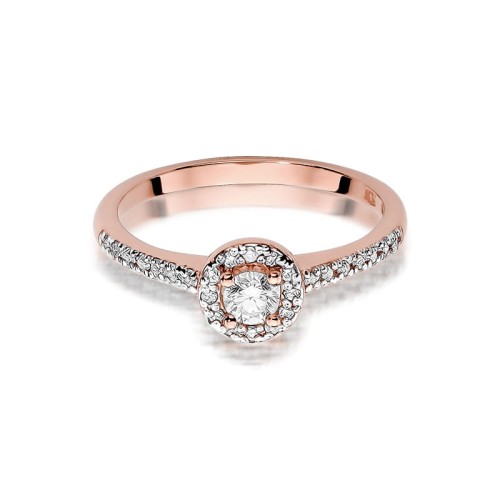 Efektowny pierścionek z różowego złota z brylantami