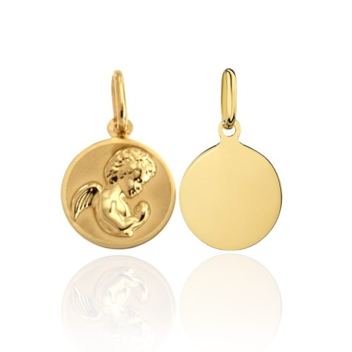 Medalik aniołek modlący się w złotym kole pr. 585 0.51g