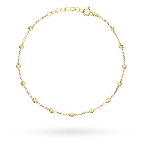 Bransoletka złota kulkowa z diamentowanymi kulkami