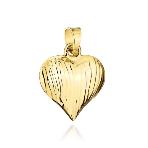 Zawieszka złota serce zdobione żłobieniami